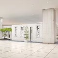 Spacious Art Gallery Interior Featuring White Walls Artworks Tile And Wooden Floor People Walking