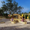 Outdoor Children's Playground With Play Structures Sandpit Green Grass And Aerial View