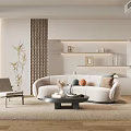 Quiet sofa tea table combination 3d model