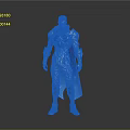 Glowing Blue Silver 3D Character Armor With Star Emblem And Cape