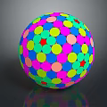 Colorful Sphere With Vibrant Circular Patterns In Multiple Colors On Dark Background With Reflective Surface 3d model