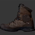 Brown High Top Leather Boots With Metal Eyelets Durable Sole For Outdoor Activities