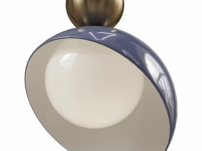 Modern Blue and Gold Ceiling Light with White Hemispherical Shade Design 3d model