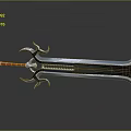 Fantasy Weapon Sword With Sharp Blade Decorative Hilt Red Yellow Handle And Metallic Sheen