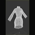 Stylish Dress With White Long Sleeves Top Black Suspender Skirt Gold Buttons Decorative Hem
