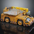 Yellow Construction Truck Model With Crane And Detailed Design Features 3d model