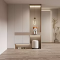 Modern Entryway Hallway Interior Design With White Cabinets Hanging Light Small Stool Shoes Green Plant