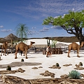 Modern Park Desert Park Landscape Desert Camel Animal Paradise Child Paradise Desert Desert Wood Fence 3d model