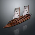 Wooden Boat With Two White Sails And Classic Hull Design