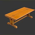 Wooden Dining Table With Simple Design Natural Wood Grain And Sturdy Four Legs
