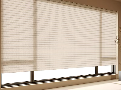Light Colored Striped Blinds Covering Window In Modern Interior With Natural Light 3d model
