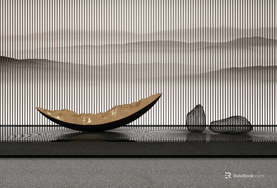 Elegant Sculpture Carving Artwork With Modern Curved Design For Indoor Decor 3d model 