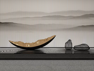 Elegant Sculpture Carving Artwork With Modern Curved Design For Indoor Decor 3d model