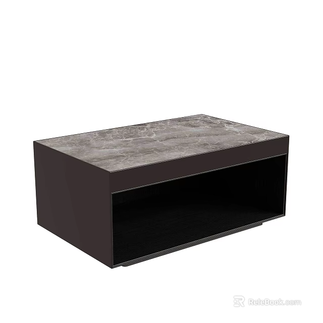 Modern Bedside Table With Marble Top And Open Shelf Storage Design 3d model