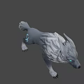 Mythical Gray White Wolf 3D Model With Blue Glowing Eyes And Rune Mark