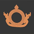 Intricate Black Sculpture Carving with Circular Frame Mythical Beast Motifs and Ornate Patterns