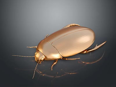 Golden Beetle With Shiny Exoskeleton On Black Background Showing Legs And Antennae 3d model