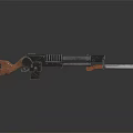 Vintage Military Weapon Featuring Wooden Grip Metal Barrel And Bayonet Structure