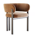 Modern Accent Chair Featuring Curved Armrests Padded Seat Sturdy Legs And Beige Yellow Brown Tones