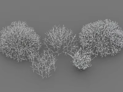 Abstract White 3D Model Shrubs Featuring Linear Design And Multiple Plants 3d model