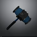 Blue Hammer Weapon with Modern Spiral Handle and Black Metal Parts