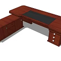 Classic Wooden Office Desk With Drawers Storage Cabinets And Black Surface Top