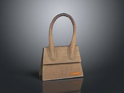 Elegant Brown Crocodile Texture Handbag With Structured Design And Leather Handle 3d model