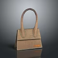 Elegant Brown Crocodile Texture Handbag With Structured Design And Leather Handle