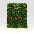 Vertical Living Plant Wall Featuring Green Foliage And Red Flowers Decorative Design