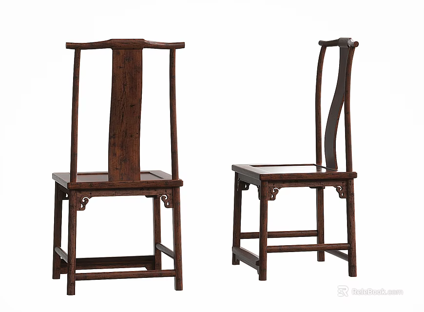Traditional Chinese Wooden Leisure Chairs With High Back And Classic Design 3d model 