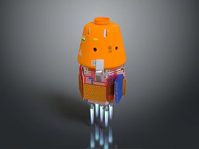 Orange Mechanical Model With Dome Top Multiple Components And Spike Like Base 3d model