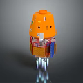 Orange Mechanical Model With Dome Top Multiple Components And Spike Like Base 3d model