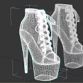 Colorful Printed High Heel Platform Shoes With Lace Up Design And Patent Leather Toe
