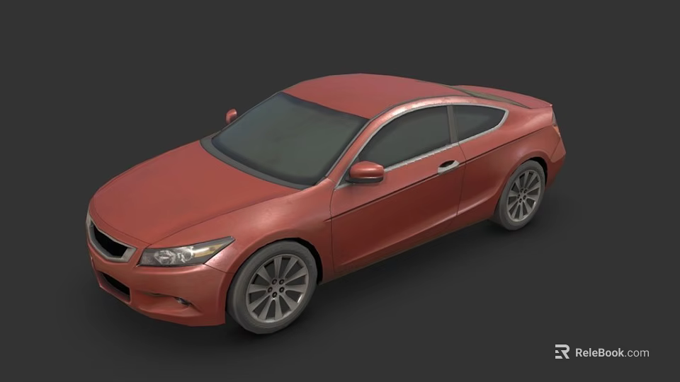 Red Sports Car Exterior With Black Windows And Silver Alloy Wheels 3d model 