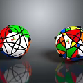 Colorful Geometric Spherical Structures With Multicolored Panels And Black Vertex Details
