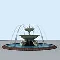 Garden Ornament Two Tiered Fountain With Water Jets And Circular Base