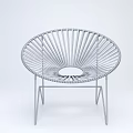 Modern Rattan Leisure Chair With Round Design And Metal Frame