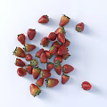 Fresh Ripe Strawberries Scattered on White Background Looking Juicy and Delicious
