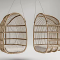 Rattan Egg Shaped Hanging Chair With Comfortable White Cushion For Home Use