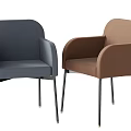 Modern Leisure Chairs Gray and Brown Upholstered with Armrests and Black Metal Legs Contemporary Design