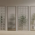 Stylish Modern Glass Partition Screens With Diverse Patterns For Interior Design 3d model