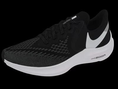 Nike Air Zoom Running Shoes With Black Mesh Upper And White Sole 3d model
