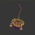 Modern Decorative Lighting Fixture Set With Hanging Chain Circular Frame And Pink Crystal Decorations