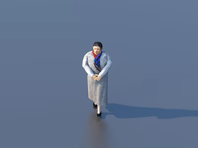 Game Movie Female Character Wearing Gray Coat And Blue Scarf With Crossed Hands 3d model