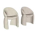 Beige Fabric Accent Chair Upholstered With Curved Arms And Unique Modern Sleek Lines