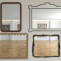 Decorative Mirrors With Various Frame Designs And Herringbone Floor Reflection 3d model