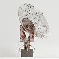 Old Rusted Damaged Military Weapon Featuring Radar Like Satellite Dish Structure 3d model