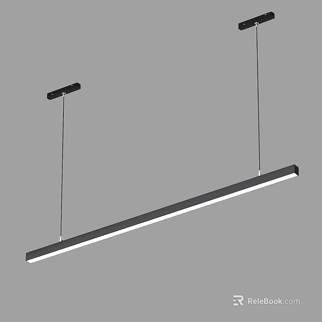 Modern Long Pendant Light With Black Frame White Light Strip And Hanging Design 3d model 