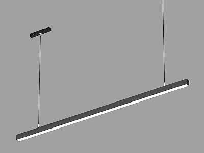 Modern Long Pendant Light With Black Frame White Light Strip And Hanging Design 3d model