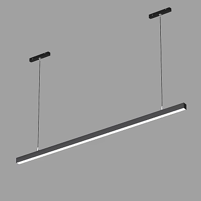 Modern Long Pendant Light With Black Frame White Light Strip And Hanging Design 3d model